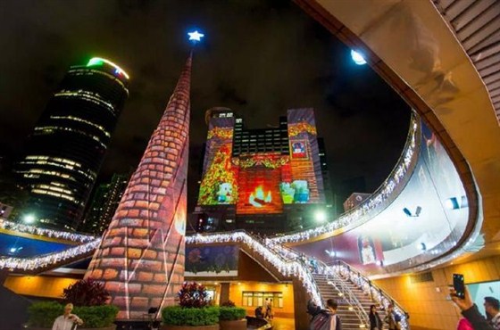台湾新北欢乐耶诞城3D光雕投影圣诞场景美陈