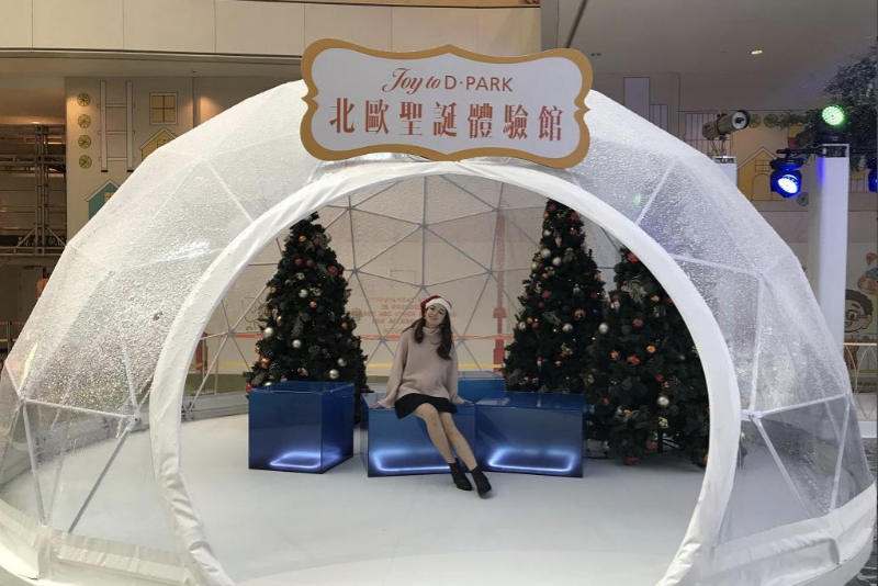 香港荃湾愉景新城白色圣诞场景美陈展